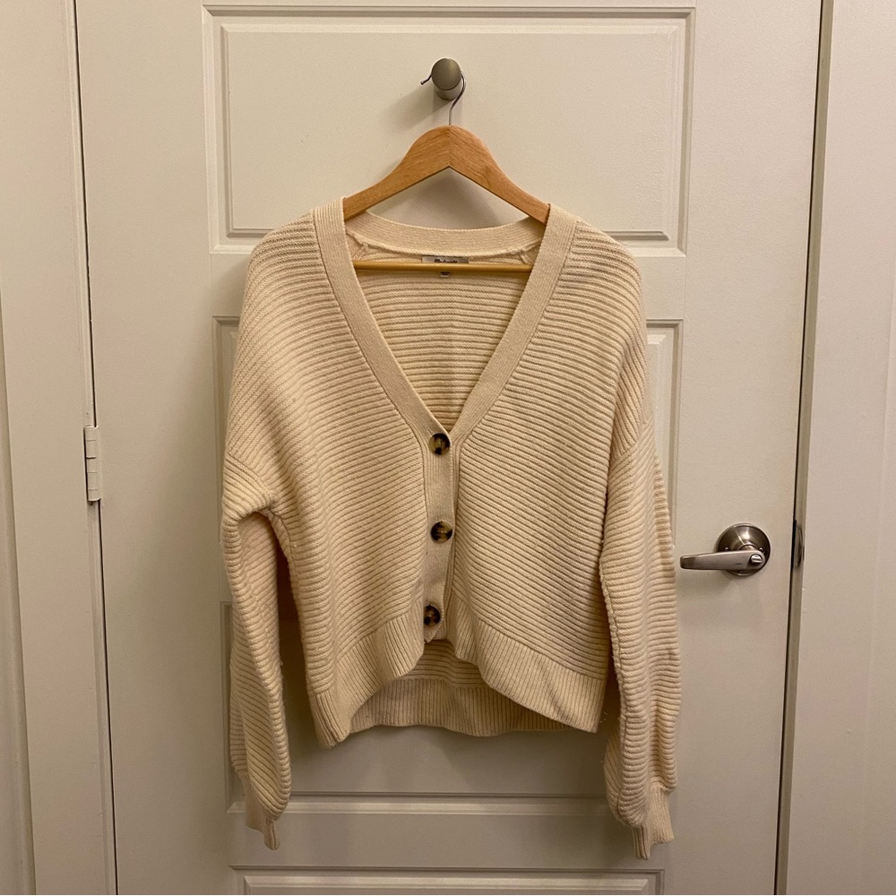 Cropped Bell Sleeve Cardigan - Madewell - Cream - Size M